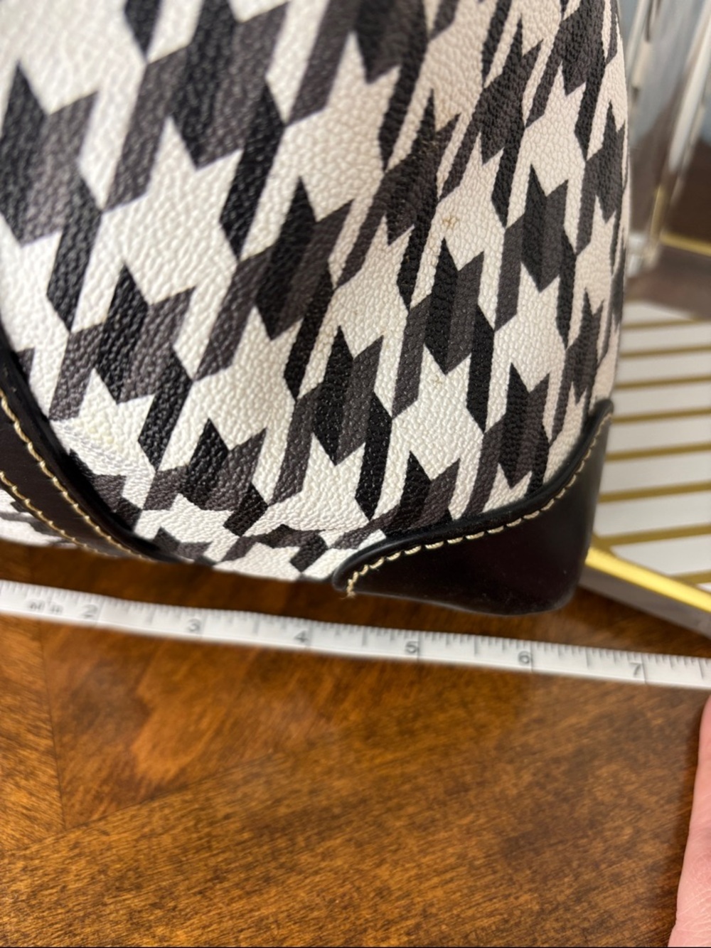 Dooney & Bourke Black and White Houndstooth Tote - Picture 16 of 16